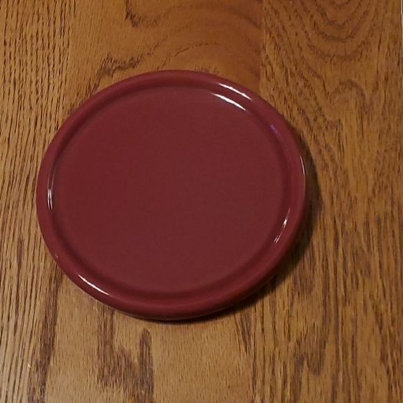 Longaberger Pottery Maroon Paprika Pint Crock Lid Coaster Candle Holder - Picture 2 of 3